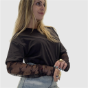 maglia con manica in pizzo lady